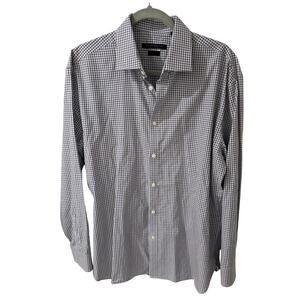 John Varvatos Slim Fit Men's Windowpane Preppy Academia LS Shirt, 16.5 L 32/33